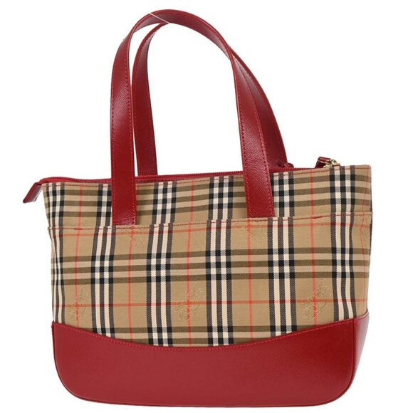 Burberry Beige Red House Check Tote Handbag - Picture 3 of 11